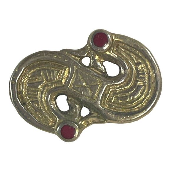 Ancient Type S Shape Raven Anglo Saxon silver plated zoomorphic fibula brooch